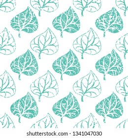 Vector seamless floral grunge pattern with leafs. Plant background