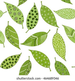Vector seamless floral hand drawn floral pattern with leaves, pattern can be used for wallpaper, surface textures