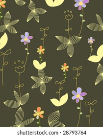 Vector seamless floral and leaf pattern