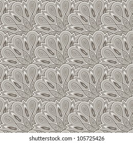 vector seamless floral  monochrome pattern with bizarre flowers