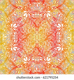 Vector seamless floral ornament. Unique design for wrapping paper, wallpaper. Pattern for printing on fabric. Decor for textiles, spa, phone covers, a notebook, mugs. 
Print. Meditation. Abstraction.