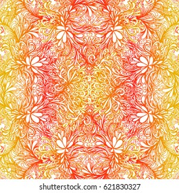 Vector seamless floral ornament. Unique design for wrapping paper, wallpaper. Pattern for printing on fabric. Decor for textiles, spa, phone covers, a notebook, mugs. 
Print. Meditation. Abstraction.