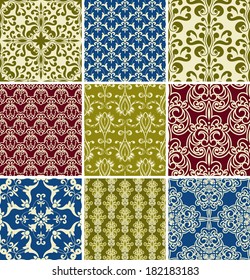 Vector seamless floral  paterns, fully editable eps10 file, seamless patterns in swatch menu, 