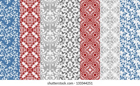 Vector seamless  floral  paterns, seamless patterns in swatch menu