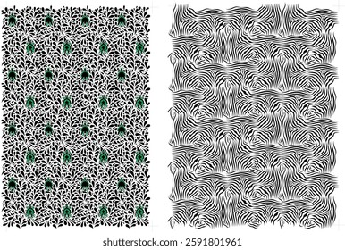 (Vector) Seamless Floral Pattern | Abstract Ditsy Print | Vintage Rustic Botanical Design | Hand-Drawn Flowers and Leaves | Elegant Vector Ornament