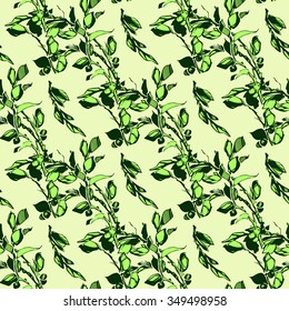 Vector seamless floral pattern. Abstract green leaves and flowers. illustration. EPS