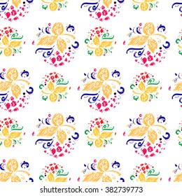 Vector seamless floral pattern. Abstract green leaves and flowers. illustration. EPS