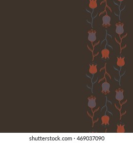 Vector seamless floral pattern with abstract brown, green and gray tulips.