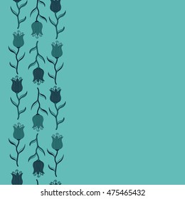 Vector seamless floral pattern with abstract blue and green tulips.