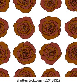 Vector seamless floral pattern with abstract brown roses.