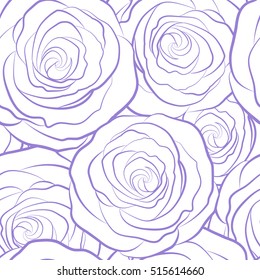 Vector seamless floral pattern with abstract violet roses silhouette.