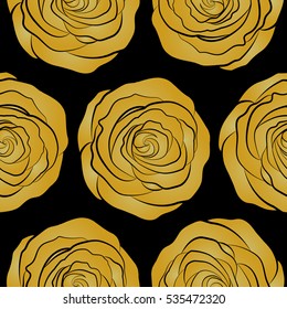 Vector seamless floral pattern with abstract yellow and neutral roses.