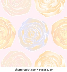 Vector seamless floral pattern with abstract beige, neutral and white roses.