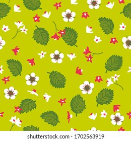 Vector seamless floral pattern. Background with flowers and leaves.