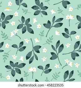 Vector seamless floral pattern. Background with flowers and leaves.
