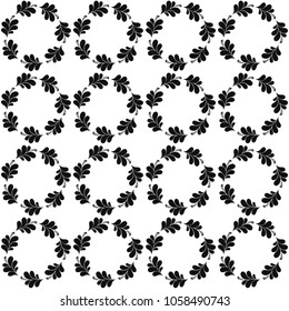 Vector seamless floral pattern. Black petals arranged in a circle on a white background. Abstract background. 