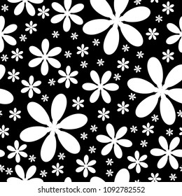 vector seamless floral pattern, black and white