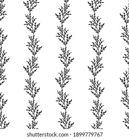 Vector seamless floral pattern. Black elements on a white background. Can be for wallpaper, tiles, fabrics and dishes