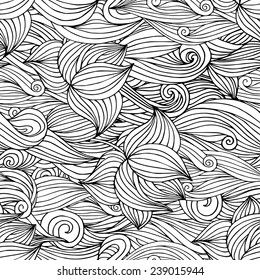 Vector seamless floral pattern. Black and white. EPS-8.