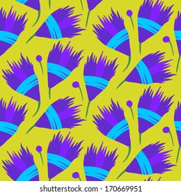 Vector seamless floral pattern with blue bells flowers on lime green. Texture for web, print, wallpaper, gift wrapping, home decor, spring summer fashion, wedding invitation background, textile design