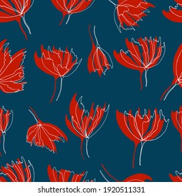 Vector seamless floral pattern. Botanical illustration. Design of packaging, fabrics, textiles, wallpapers, website, postcards. Background for fabric, textile, paper, wallpaper, web pages, wedding 