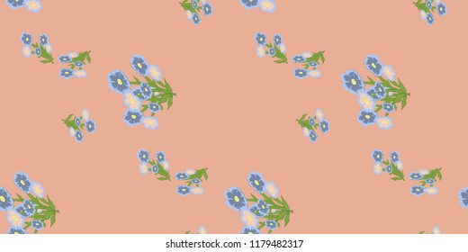 vector seamless floral pattern with bright wildflowers