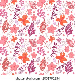 Vector seamless floral pattern. Bright pattern with flowers and branches. Background for wallpaper, paper, greeting cards, invitations and tissues.