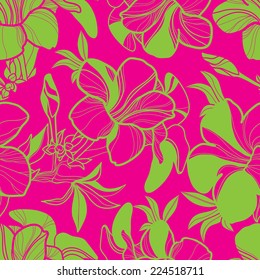 Vector seamless floral pattern with bright colorful flowers