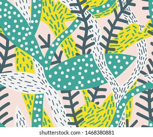 Vector seamless floral pattern by hand draw. 