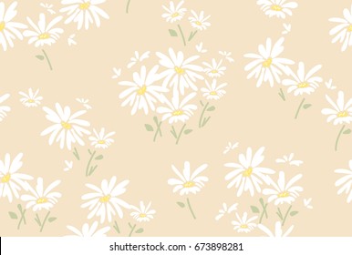 vector seamless floral pattern with  chamomile flowers 