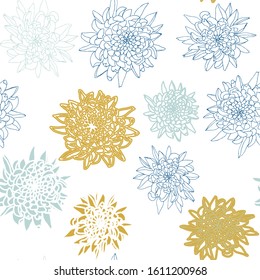 Vector seamless floral pattern with chrysanthemums. Hand drawn flowers background.