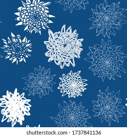 Patrón floral sin fisuras vectorial con crisantemos. Flores dibujadas a mano de fondo.