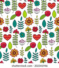 Vector seamless floral pattern. Colorful summer endless background with flowers