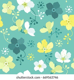 vector seamless floral pattern with colorful flowers