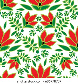 Vector seamless floral pattern with colorful decorative flowers design elements 