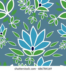 Vector seamless floral pattern with colorful decorative flowers design elements 