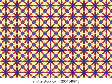 Patrón floral sin fisuras vectorial. Tela colorida, patrón textil. Cuadrados, círculos, flores.