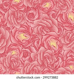 Vector seamless floral pattern consists of red rose flowers