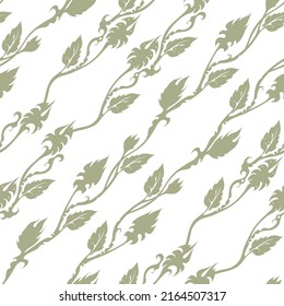 Vector seamless floral pattern with curly liana isolated on a white background, for fabric design, textile, wallpaper, wrapping paper, background for the site.