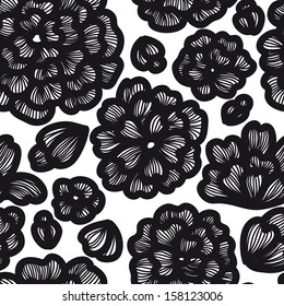 Vector seamless floral pattern. Curtain design. Modern stylish texture. Repeating abstract background.  