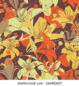 Vector seamless floral pattern. Curtain design. Modern stylish texture. Repeating abstract background.