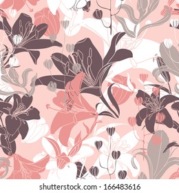 Vector seamless floral pattern. Curtain design. Modern stylish texture. Repeating abstract background.