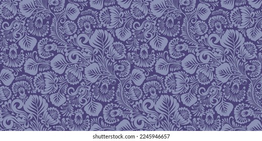 Vector seamless floral pattern with curve elements