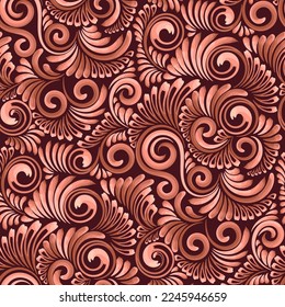 Vector seamless floral pattern with curve elements