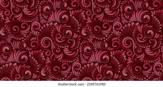 Vector seamless floral pattern with curve elegant elements
