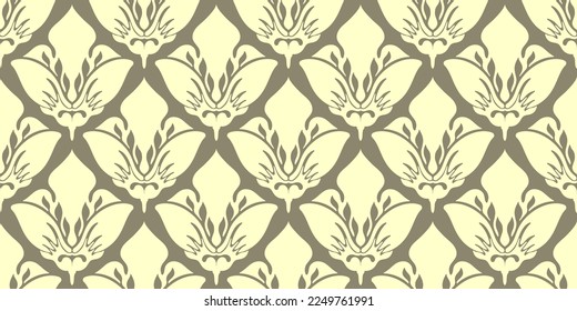 Vector seamless floral pattern with curve elegant elements