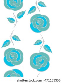 Vector seamless floral pattern. Cute seamless pattern in small rose flowers. Small gray, white and blue rose flowers.
