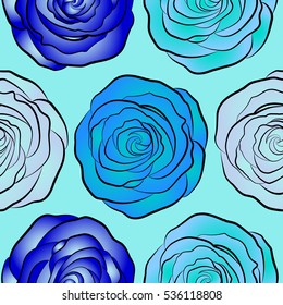 Vector seamless floral pattern. Cute seamless pattern in small rose flowers. Small blue and neutral rose flowers.