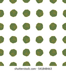 Vector seamless floral pattern. Cute seamless pattern in small rose flowers. Small green and yellow rose flowers on a white background.