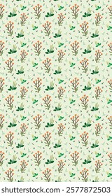 Vector seamless floral pattern with daisy, plantain weed, calendula